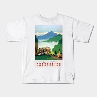 Ferienidyll Osterreich Austria Vintage Poster Kids T-Shirt